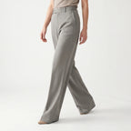 Women's Pants High-Waisted Wide-Leg Polyester-Cotton Blend