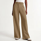 Women's Pants High-Waisted Wide-Leg Polyester-Cotton Blend