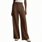 Women's Pants High-Waisted Wide-Leg Polyester-Cotton Blend