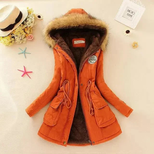 Women's Parka Fleece-Lined Mid-Length Faux-Fur Hood