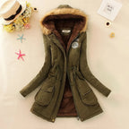 Women's Parka Fleece-Lined Mid-Length Faux-Fur Hood