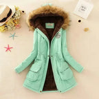 Women's Parka Fleece-Lined Mid-Length Faux-Fur Hood