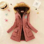 Women's Parka Fleece-Lined Mid-Length Faux-Fur Hood