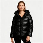 Women's Puffer Jacket Lightweight Quilted Hood & Side Pockets