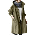 Women's Raincoat Long Waterproof Hood & Pockets