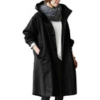 Women's Raincoat Long Waterproof Hood & Pockets