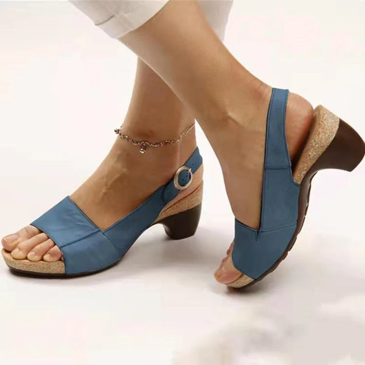 Women's Sandals Faux Leather Rubber Sole Contoured Footbed