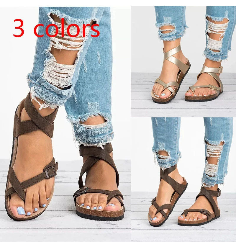Women's Sandals Genuine Leather Breathable Flat Sole