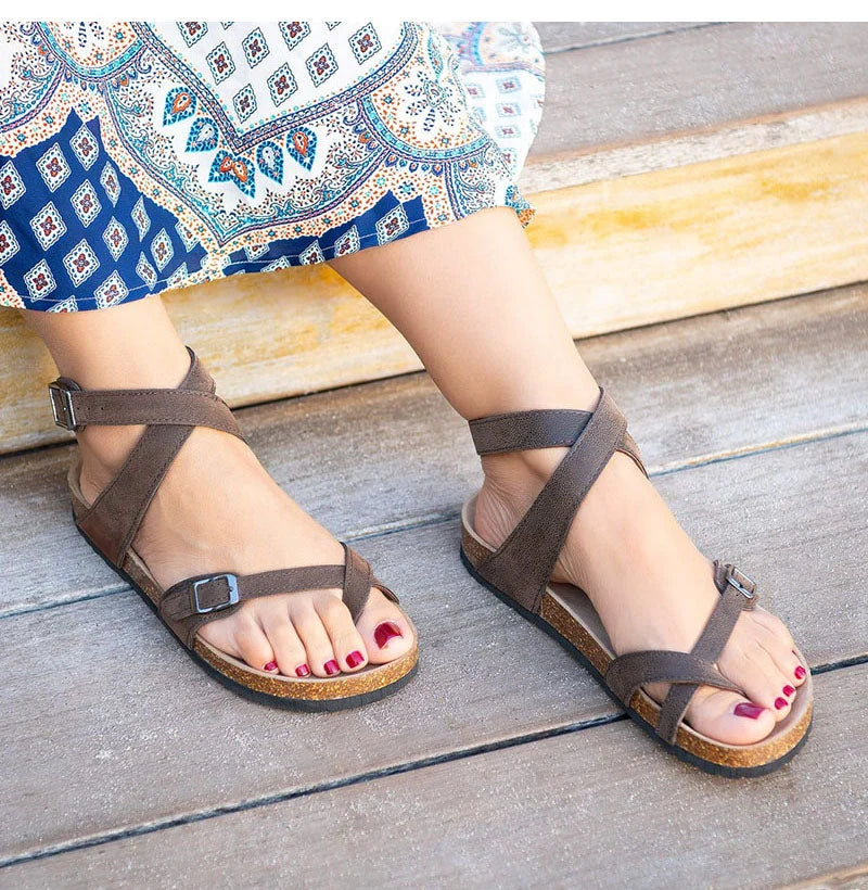 Women's Sandals Genuine Leather Breathable Flat Sole