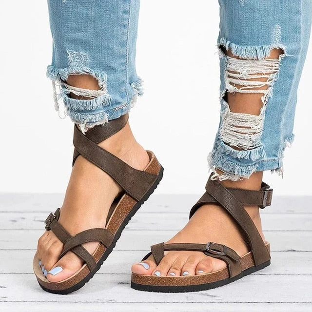 Women's Sandals Genuine Leather Breathable Flat Sole