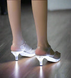 Women's Sandals Transparent PVC LED Kitten Heel