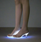 Women's Sandals Transparent PVC LED Kitten Heel