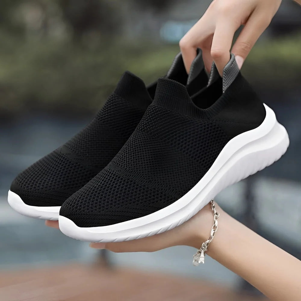 Women's Slip-On Sneakers Laceless Breathable Mesh Cushioned Sole