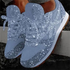 Women's Sneakers Glitter Finish Lace-Up & Cushioned Midsole