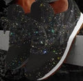 Women's Sneakers Glitter Finish Lace-Up & Cushioned Midsole
