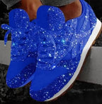 Women's Sneakers Glitter Finish Lace-Up & Cushioned Midsole