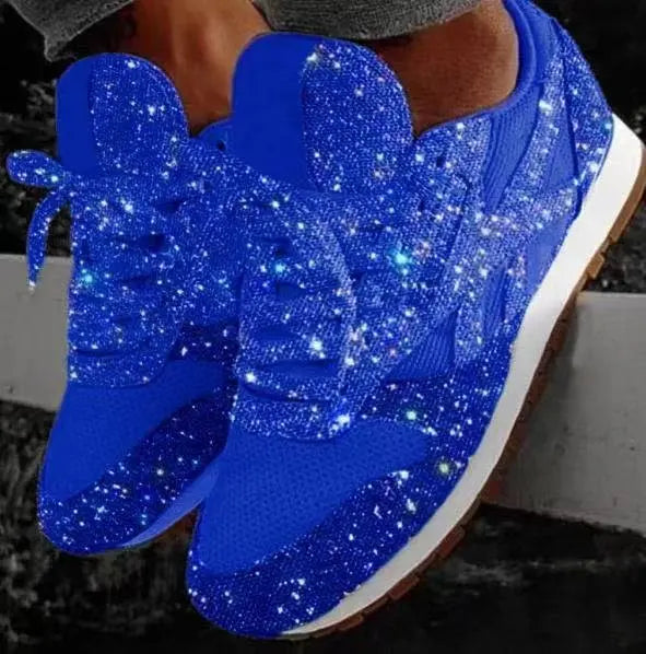 Women's Sneakers Glitter Finish Lace-Up & Cushioned Midsole