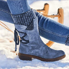 Women's Snow Boots Mid-Calf Insulated PU Leather Rubber Sole