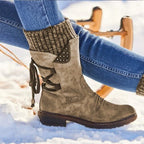 Women's Snow Boots Mid-Calf Insulated PU Leather Rubber Sole