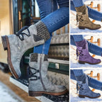 Women's Snow Boots Mid-Calf Insulated PU Leather Rubber Sole