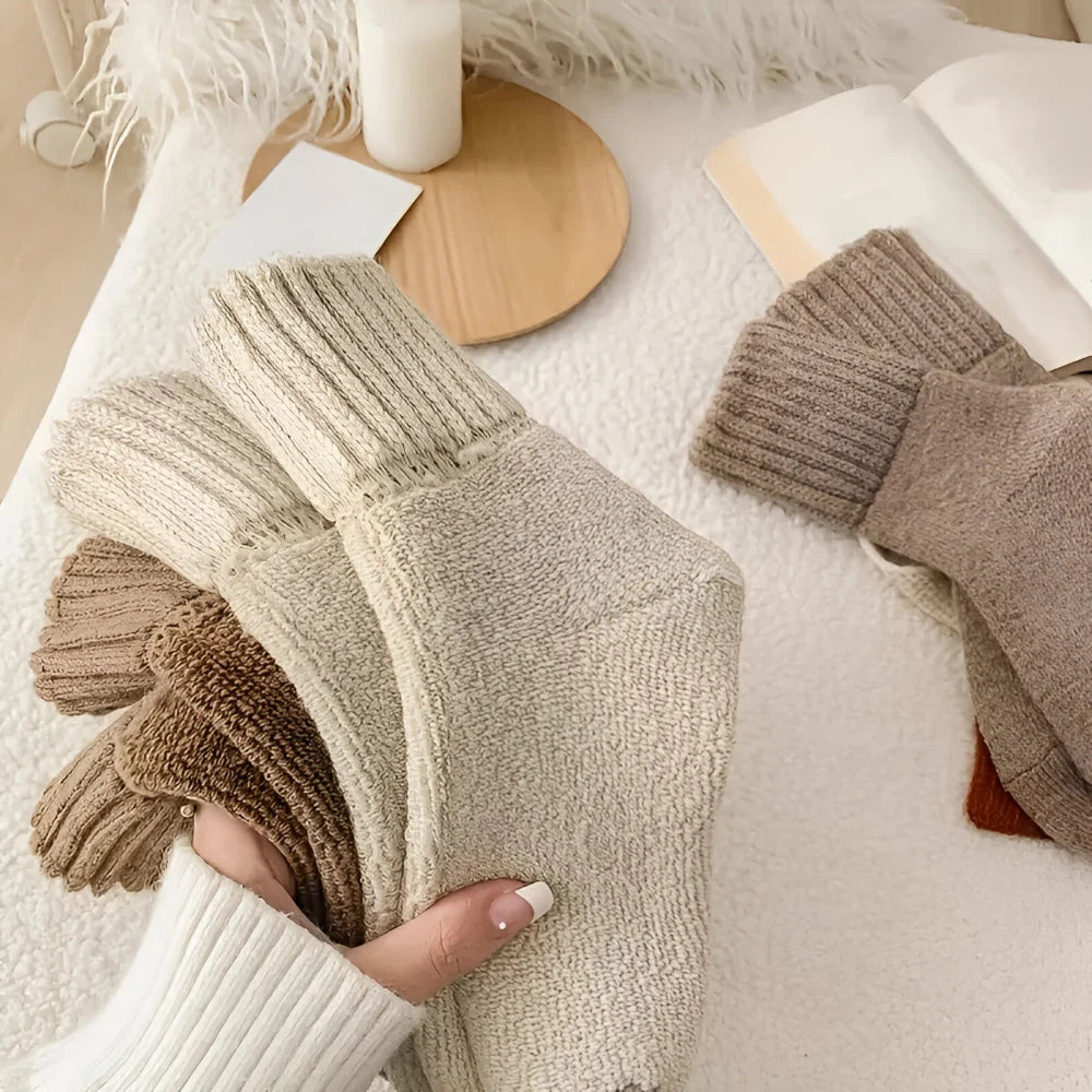 Women's Socks Thick Knit Ribbed Cuff 6 Pair