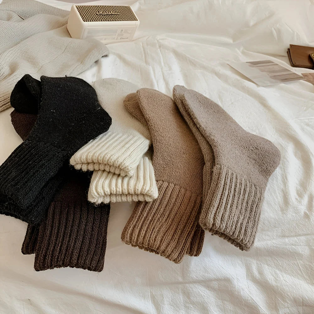 Women's Socks Thick Knit Ribbed Cuff 6 Pair
