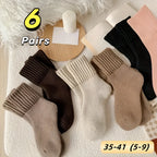 Women's Socks Thick Knit Ribbed Cuff 6 Pair