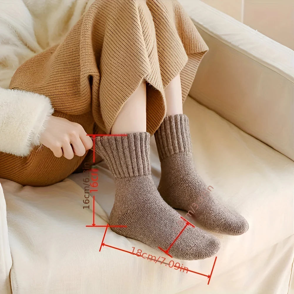 Women's Socks Thick Knit Ribbed Cuff 6 Pair