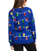 Women's Sweater Acrylic Knit Holiday Lights & Trees