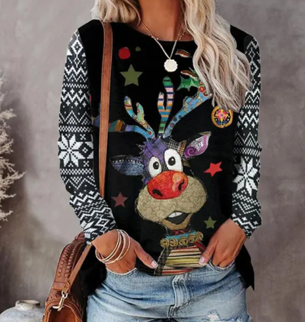 Women's Sweater Christmas Motif Flattering Fit