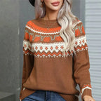 Women's Sweater Classic Nordic Pattern Relaxed Fit