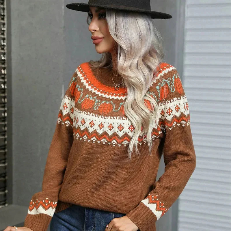 Women's Sweater Classic Nordic Pattern Relaxed Fit