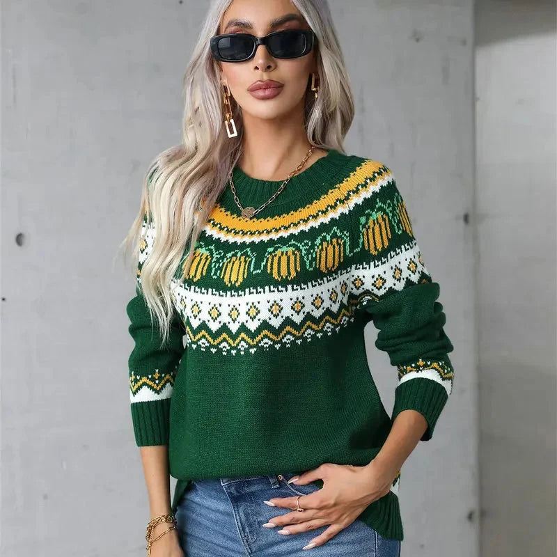 Women's Sweater Classic Nordic Pattern Relaxed Fit