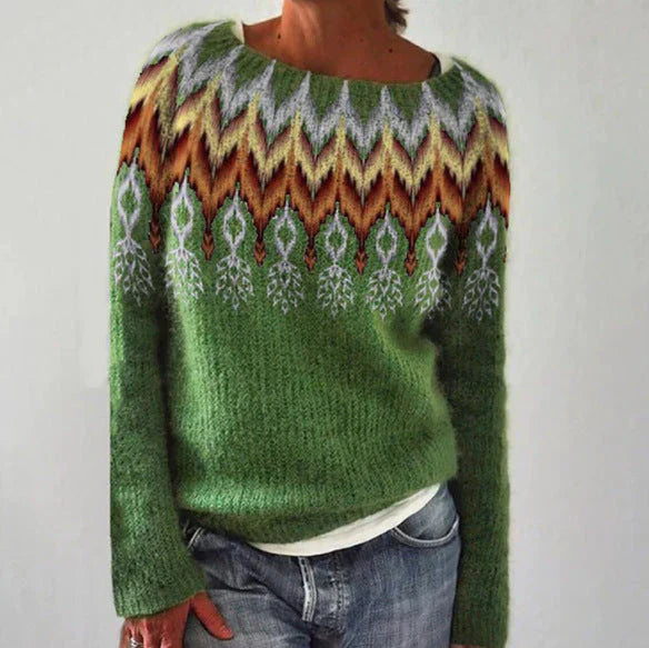 Women's Sweater Nordic Pattern Relaxed Fit & Cozy Warmth