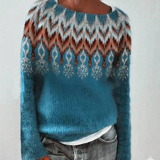 Women's Sweater Nordic Pattern Relaxed Fit & Cozy Warmth