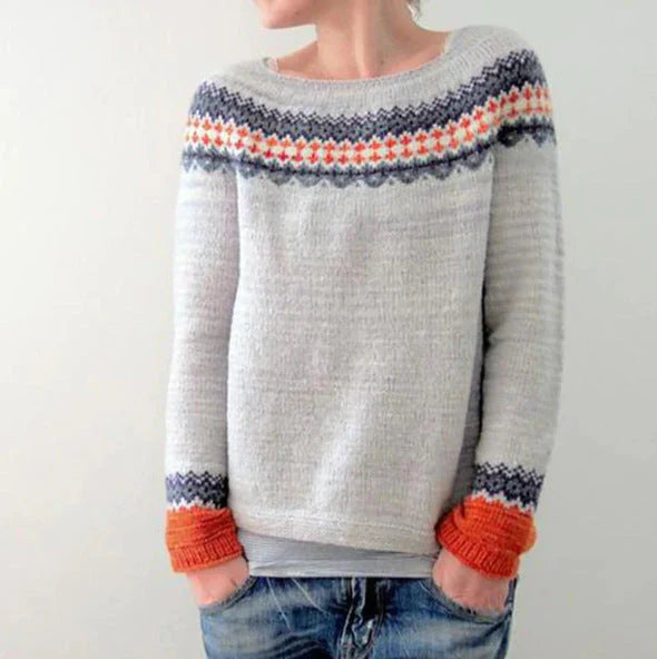 Women's Sweater Nordic Pattern Relaxed Fit & Cozy Warmth