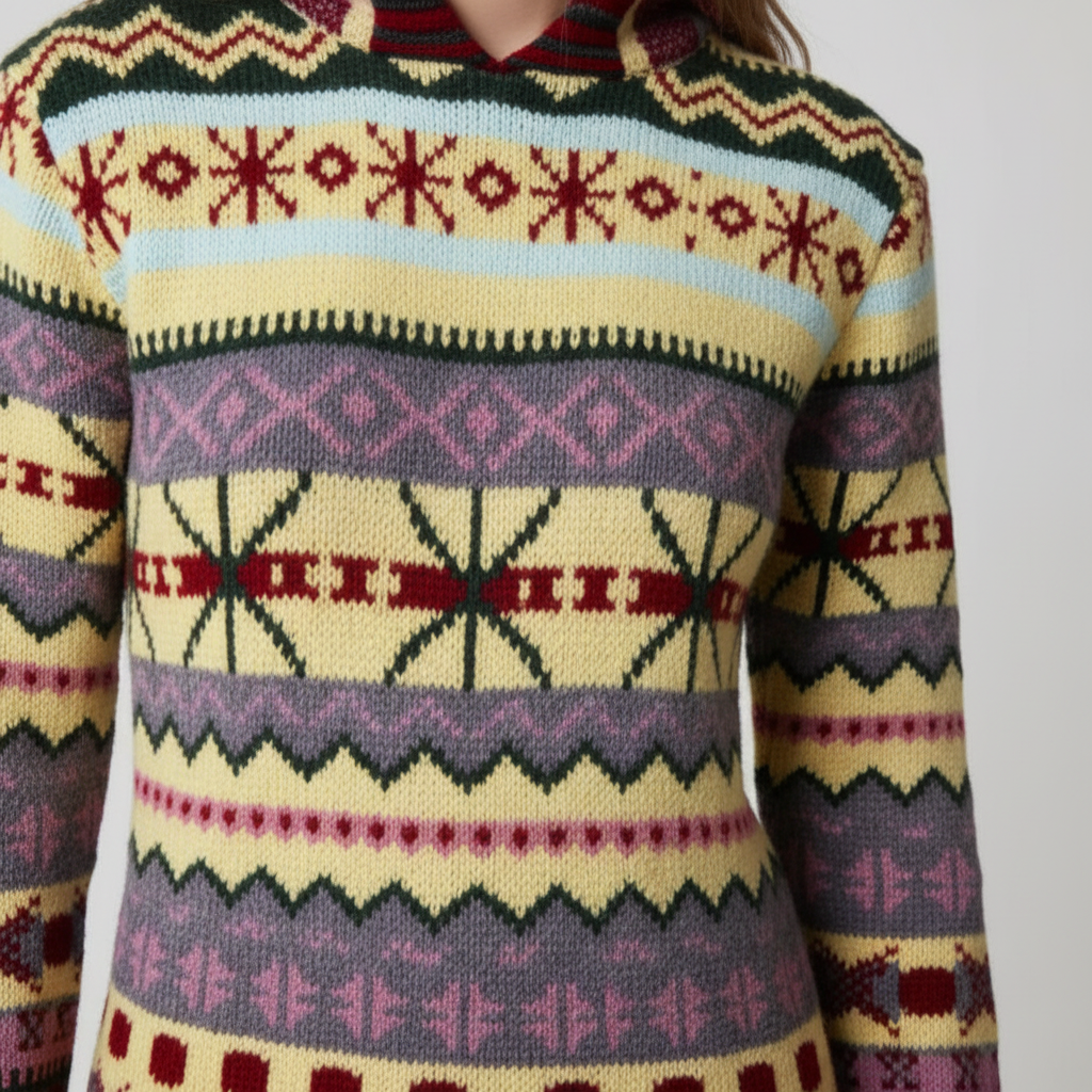 Women's Sweater Norwegian Pattern Cotton Blend Loose Fit