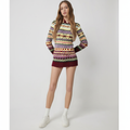 Women's Sweater Norwegian Pattern Cotton Blend Loose Fit
