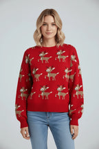 Women's Sweater Reindeer Jacquard Oversized Knit