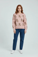 Women's Sweater Reindeer Jacquard Oversized Knit