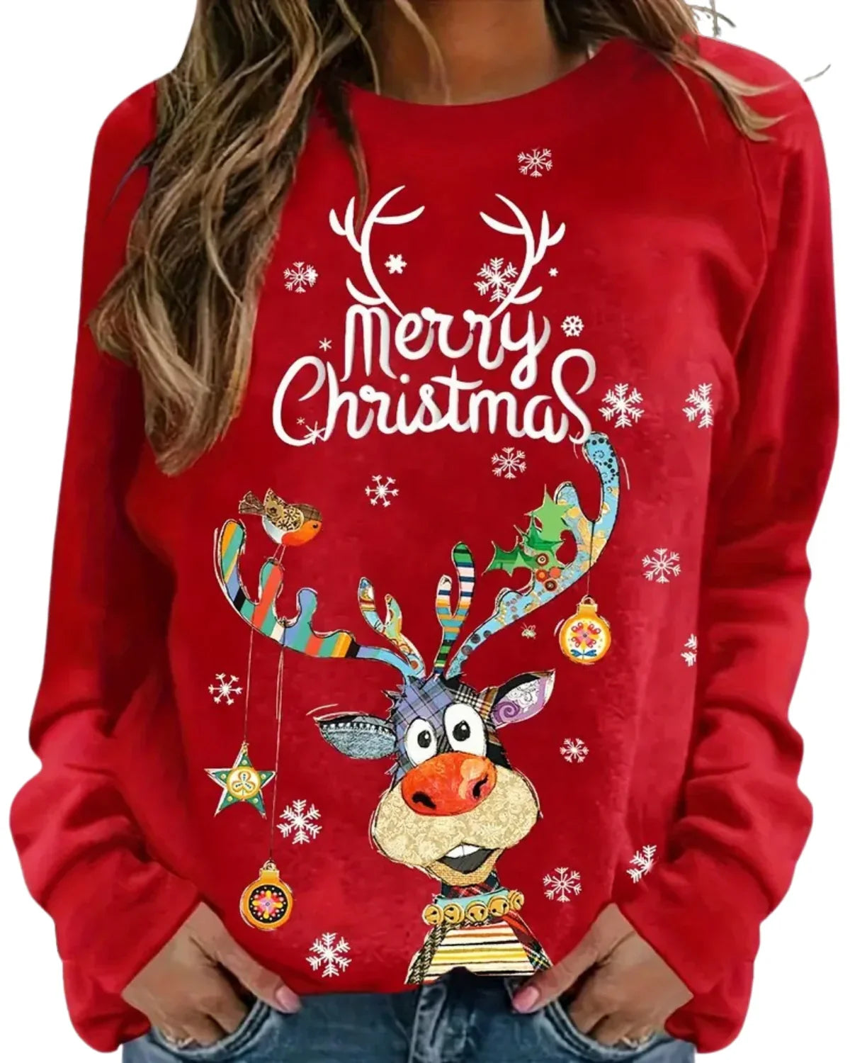 Women's Sweater Reindeer Print Soft Knit