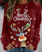 Women's Sweater Reindeer Print Soft Knit
