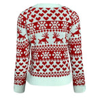 Women's Sweater Reindeer & Snowflake Crew Neck Relaxed Fit