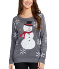 Women's Sweater Sequined Snowman & Snowflake Sleeves