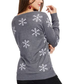 Women's Sweater Sequined Snowman & Snowflake Sleeves