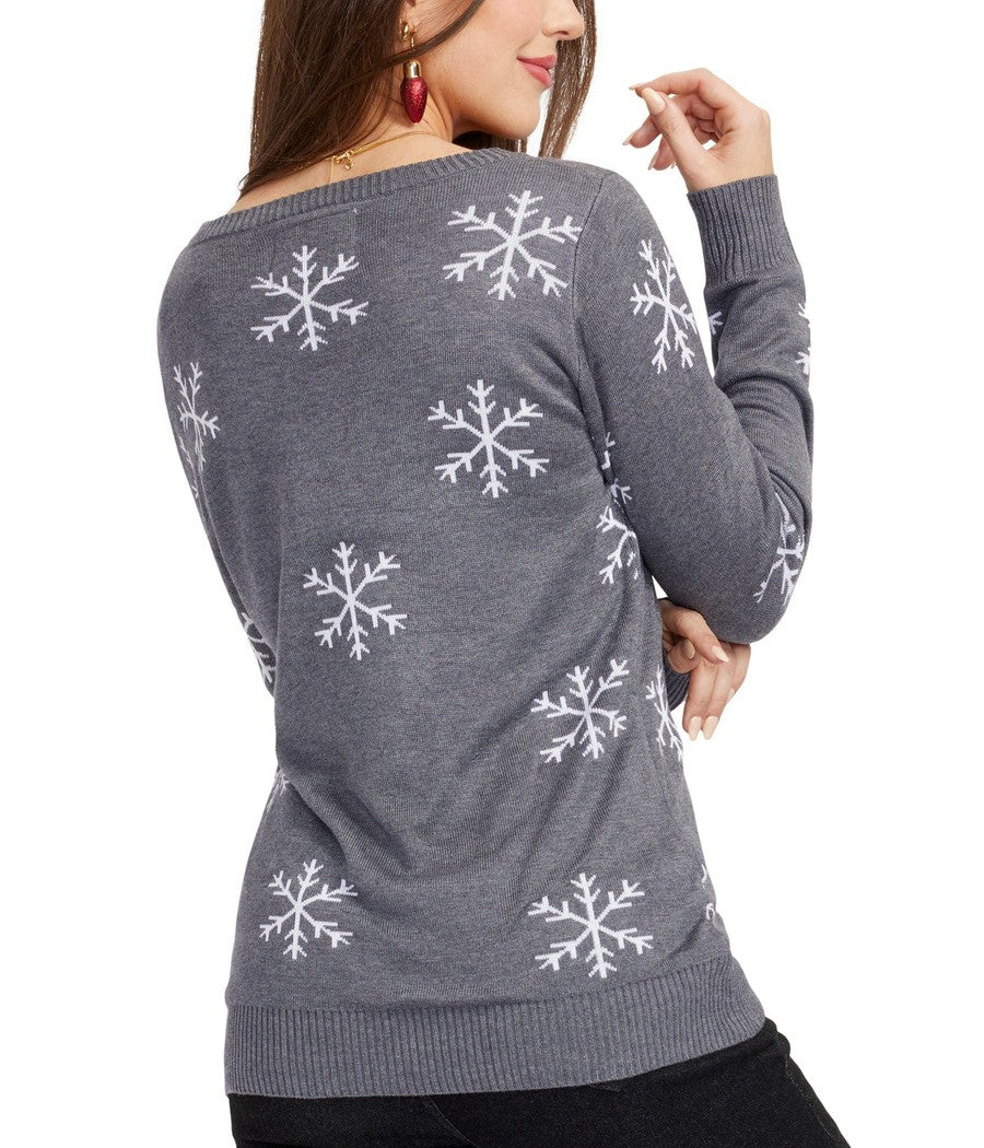 Women's Sweater Sequined Snowman & Snowflake Sleeves