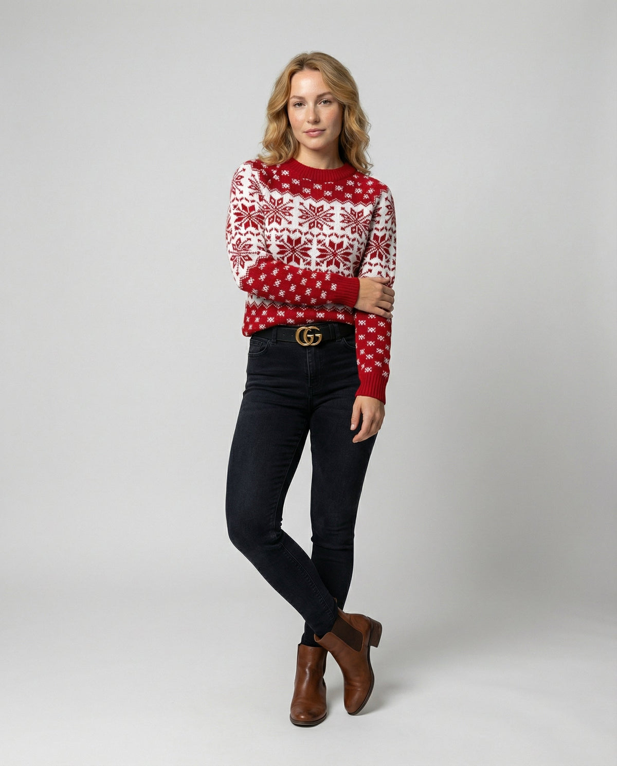 Women's Sweater Soft Knit Festive Snowflake