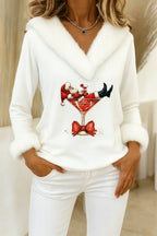 Women's Sweater Soft Plush Festive Motif Relaxed Fit