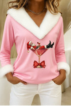 Women's Sweater Soft Plush Festive Motif Relaxed Fit