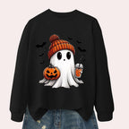 Women's Sweatshirt Ghost & Pumpkin Print Polyester Cotton Blend